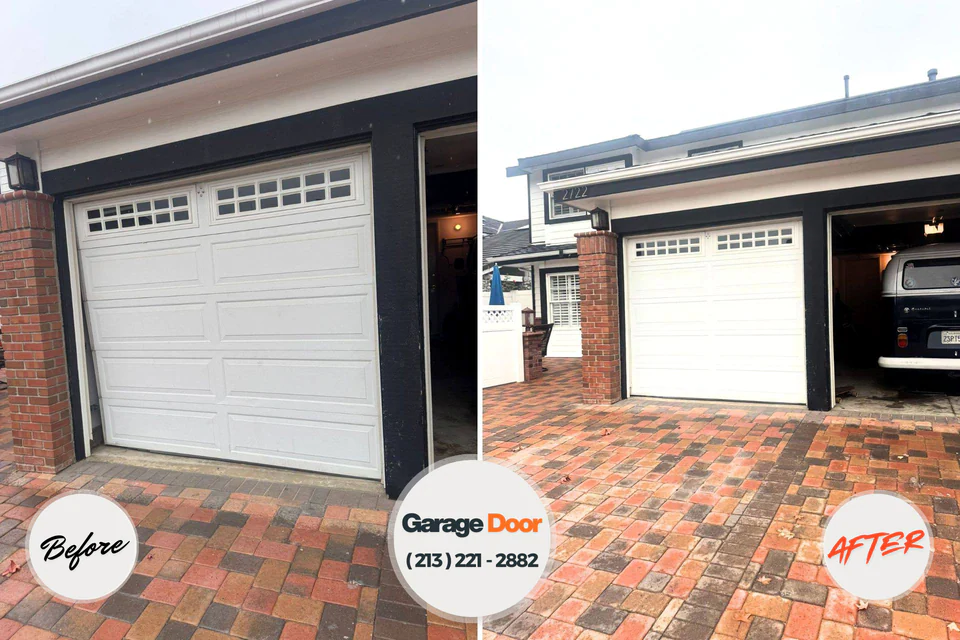 Before and after: garage door repair Eggertsville, NY